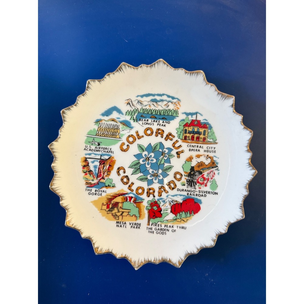 Vintage‎ Colorado Souvenir Plate Decorative Gold Trim Wall Decor 6.5"